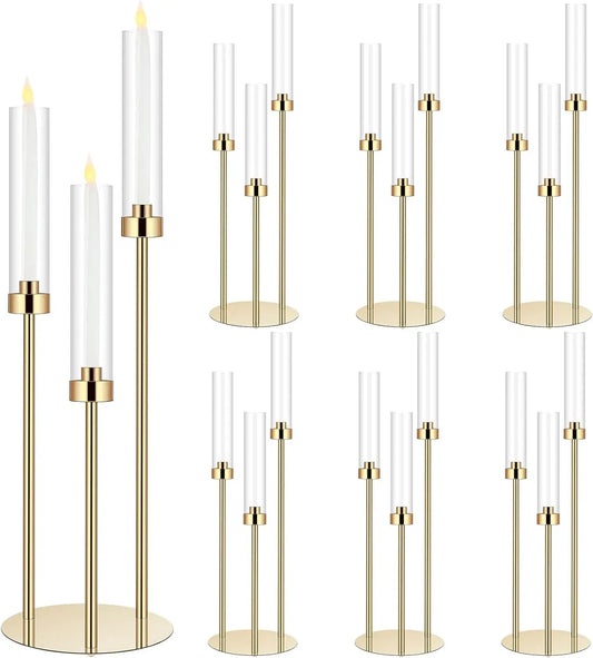 Golden Glow Acrylic Candelabra Set