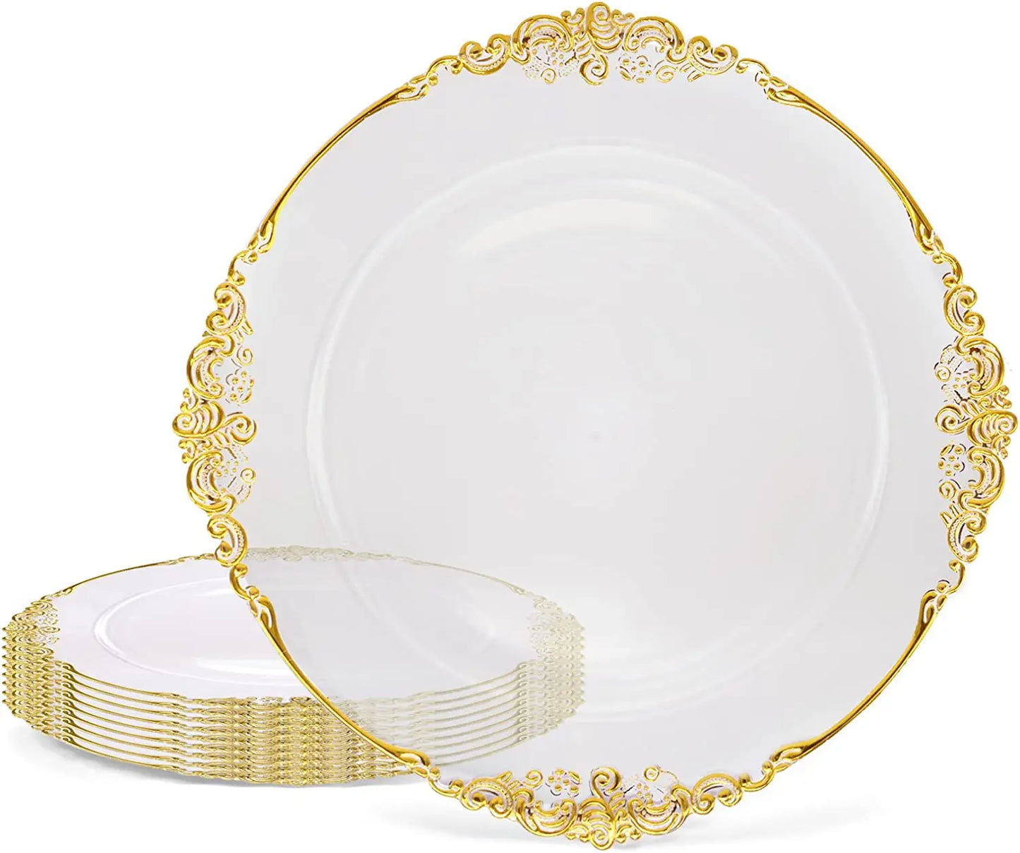 Antique Clear Charger Plate with Gold Rim