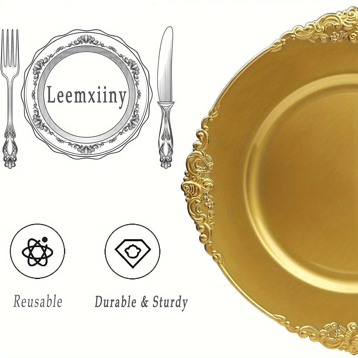 Retro Gold Charger Plate Set