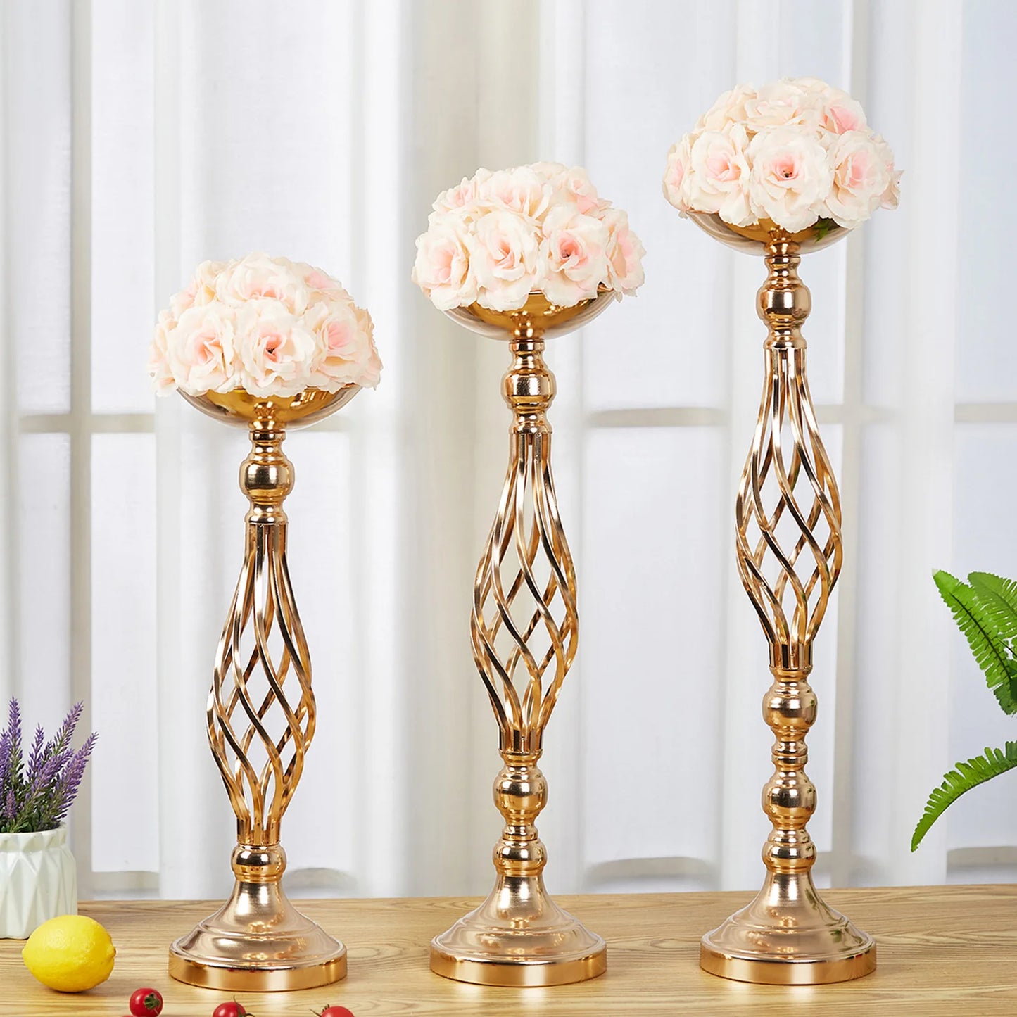 Golden Twisted Iron Candle Holder Vase