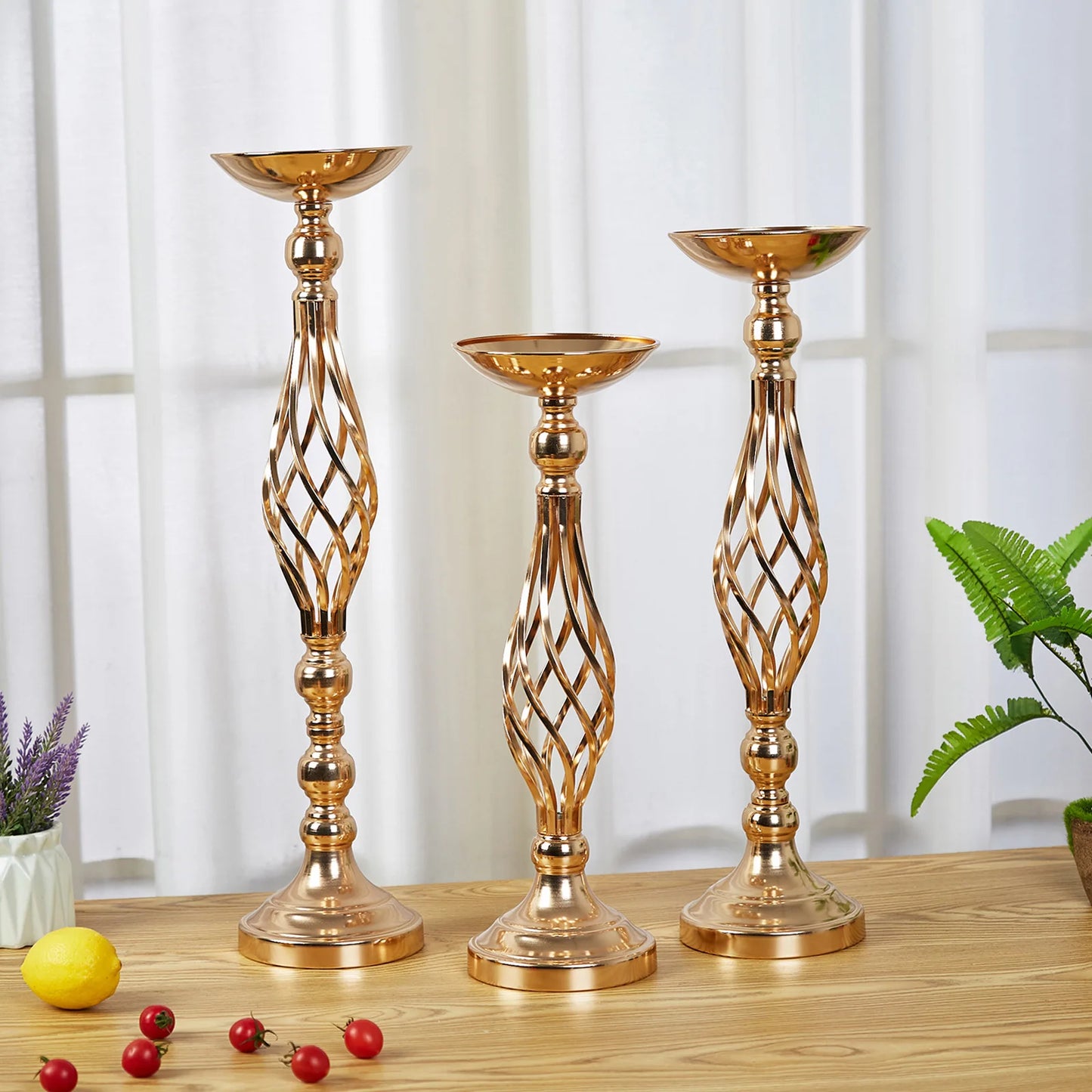 Golden Twisted Iron Candle Holder Vase