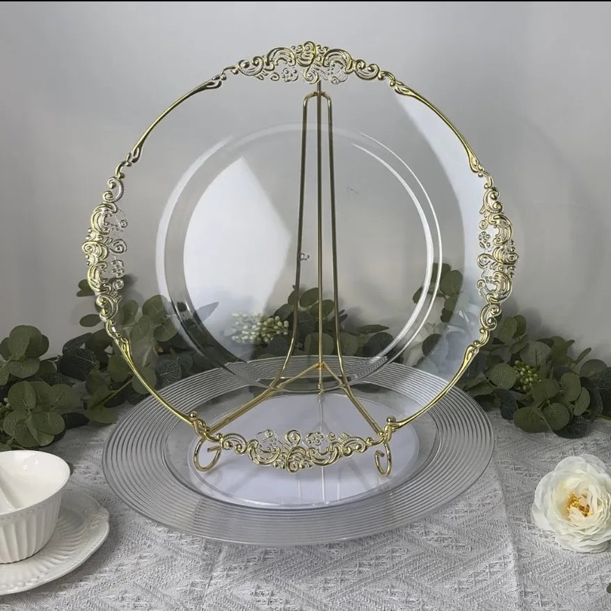 Antique Clear Charger Plate with Gold Rim